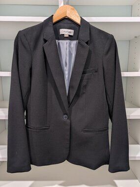 Calvin Klein Black One‑Button Lined Blazer – Workwear Staple